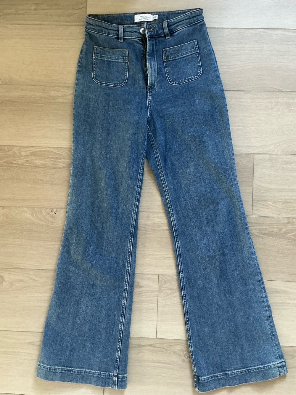 & Other Stories Paris Atelier High Rise Patch Pocket Flared Wide Leg Jeans
